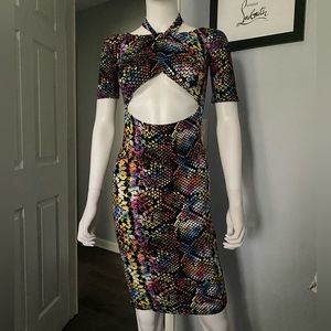 NWOT Women’s Absolutely Love It Multi-color Snakeskin Print Bodycon Dress